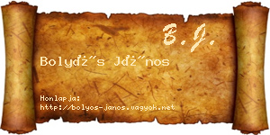 Bolyós János névjegykártya